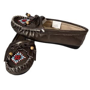 Comfort Ease Moccasin Style Slip On Shoes Beaded Southwestern Aztek Size 7.5